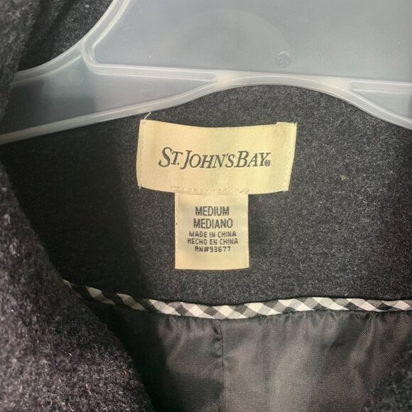 St. Johns Bay Womens Size Medium Gray Double Breasted  Peacoat Wool-Blend - Picture 3 of 8
